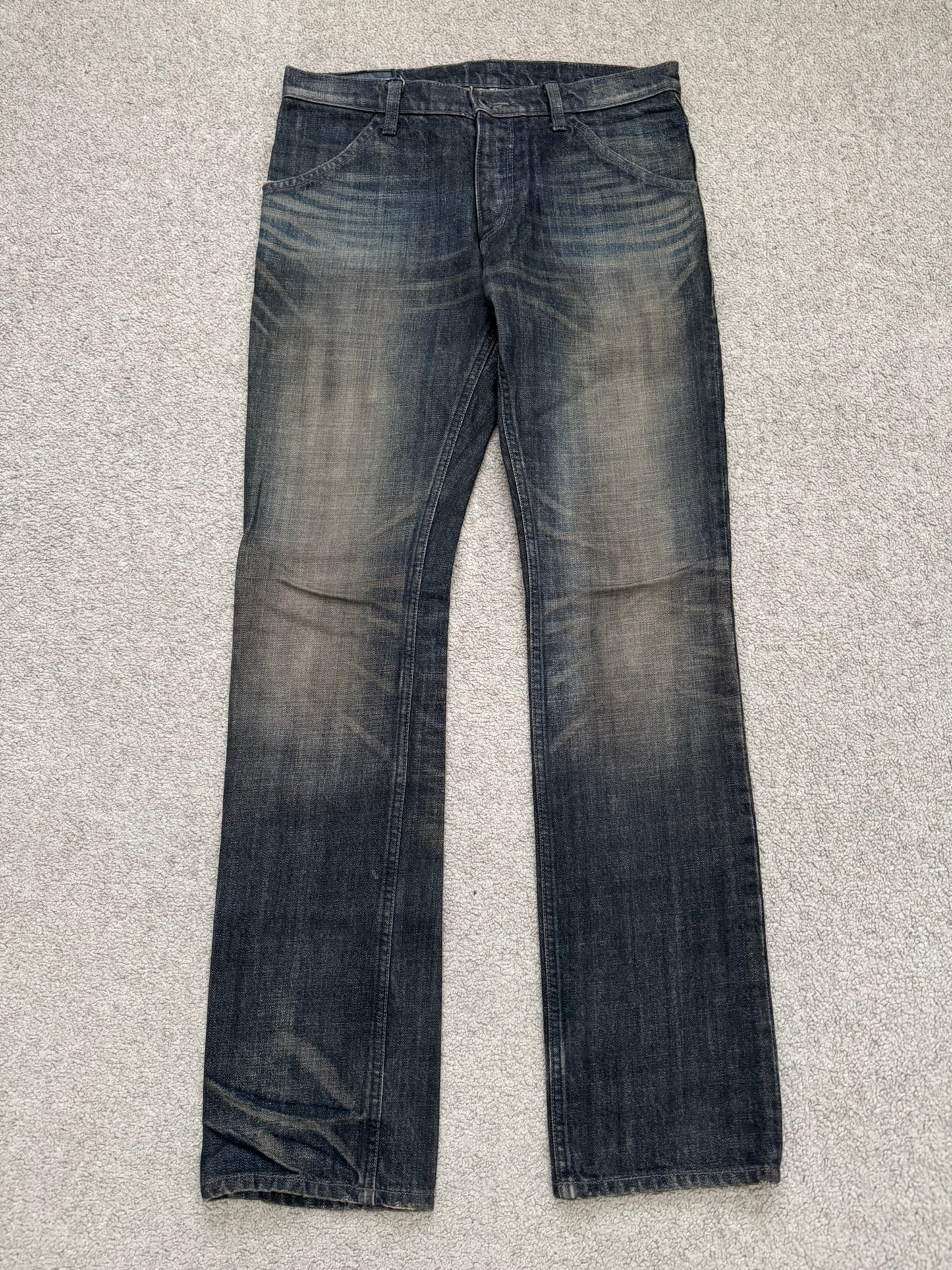 Kazuyuki Kumagai Attachment Faded Washed Bootcut Denim Jeans