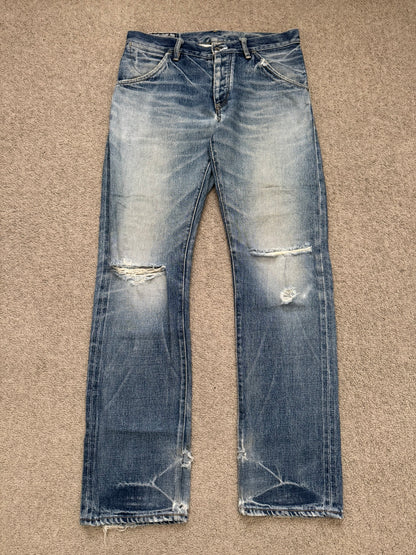 Kazuyuki Kumagai Attachment Washed Distressed Denim Jeans