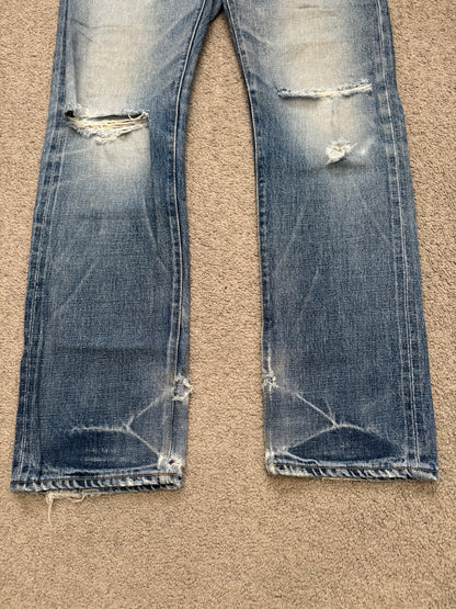 Kazuyuki Kumagai Attachment Washed Distressed Denim Jeans