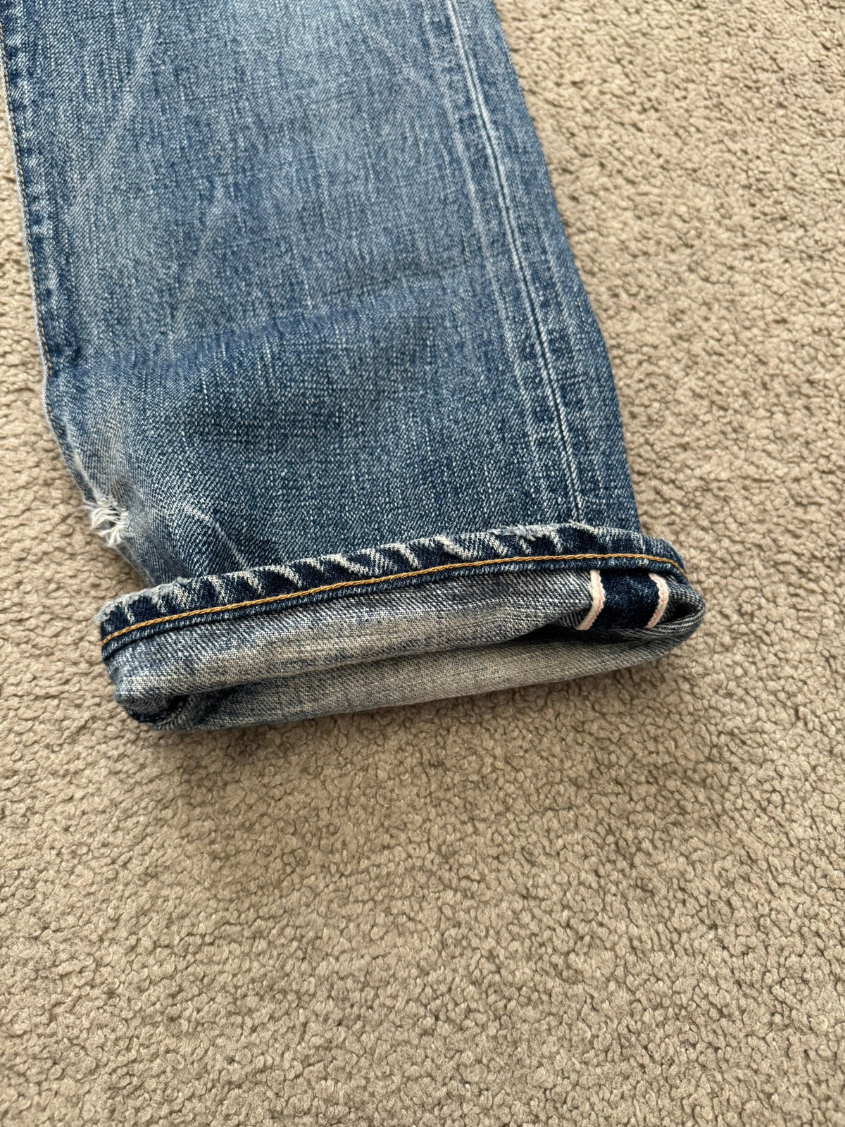 Kazuyuki Kumagai Attachment Washed Distressed Denim Jeans