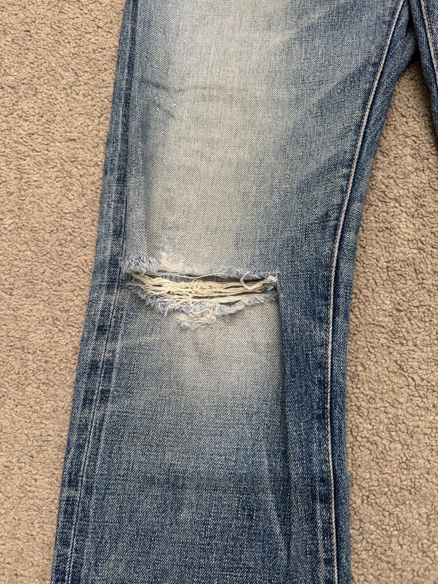 Kazuyuki Kumagai Attachment Washed Distressed Denim Jeans