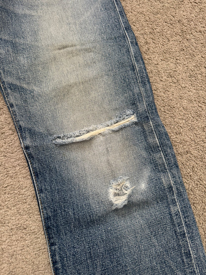 Kazuyuki Kumagai Attachment Washed Distressed Denim Jeans