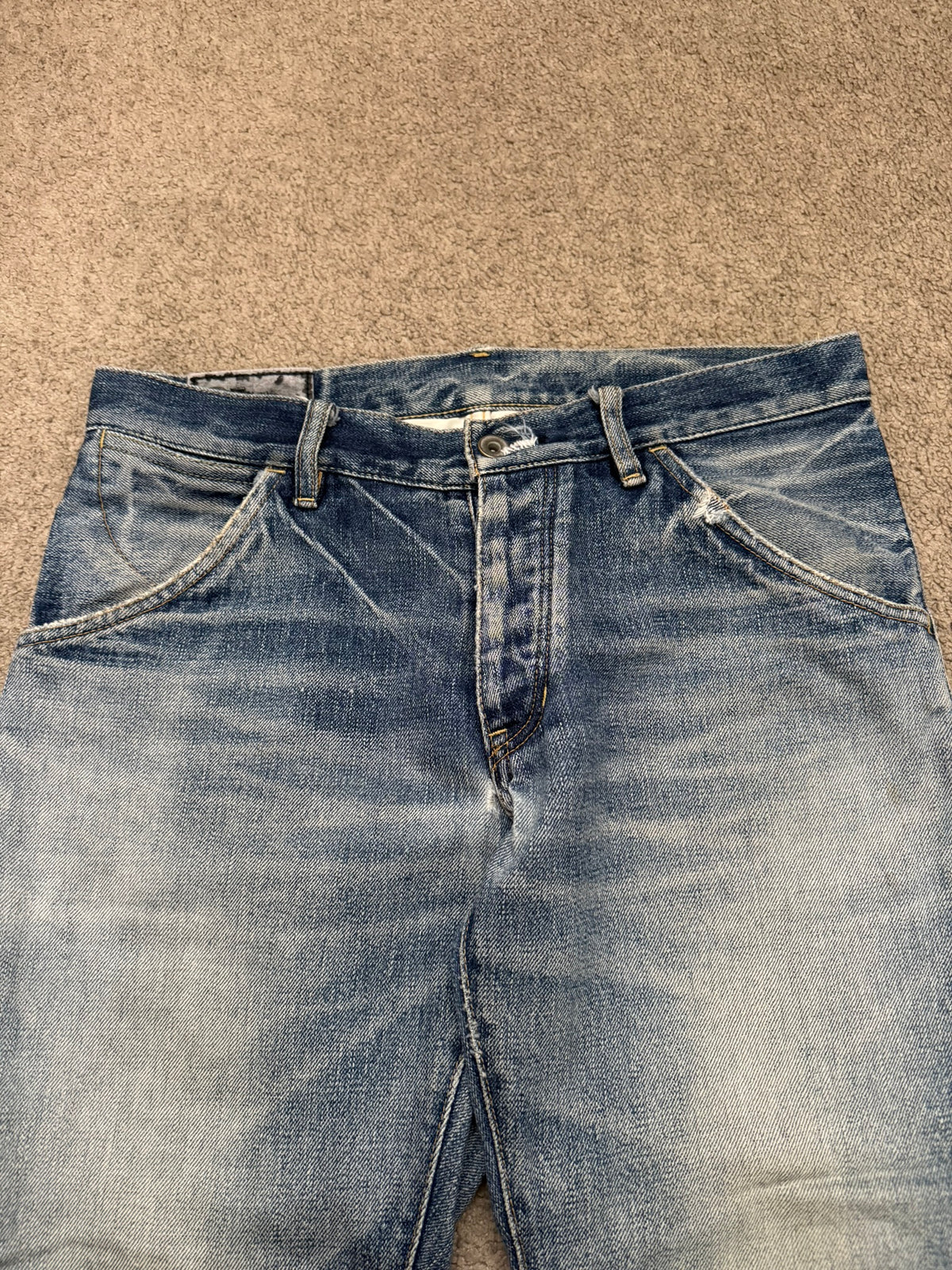Kazuyuki Kumagai Attachment Washed Distressed Denim Jeans