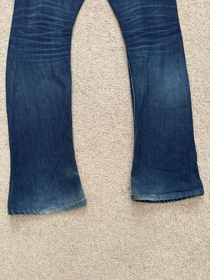 Lad Musician Faded Indigo Bootcut Flared Denim Jeans
