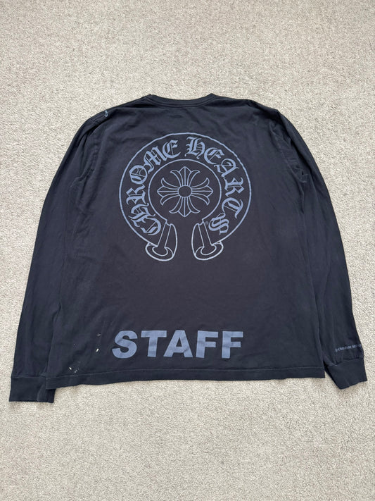 Chrome Hearts Horseshoe Logo STAFF Long Sleeve T Shirt
