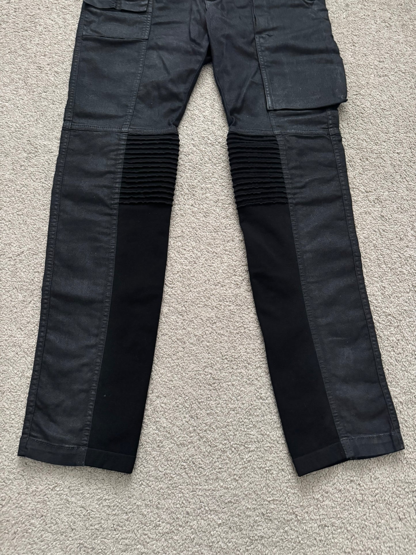 SS14 Rick Owens DRKSHDW Black Waxed Memphis Cut Biker Jeans