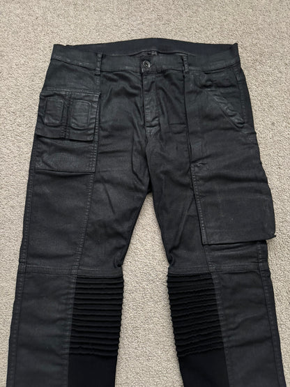SS14 Rick Owens DRKSHDW Black Waxed Memphis Cut Biker Jeans