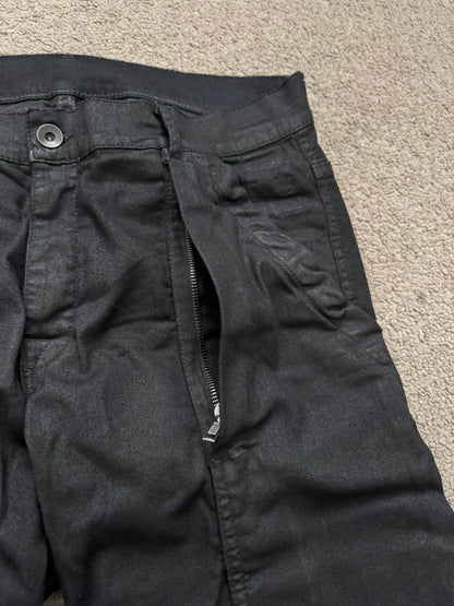 SS14 Rick Owens DRKSHDW Black Waxed Memphis Cut Biker Jeans