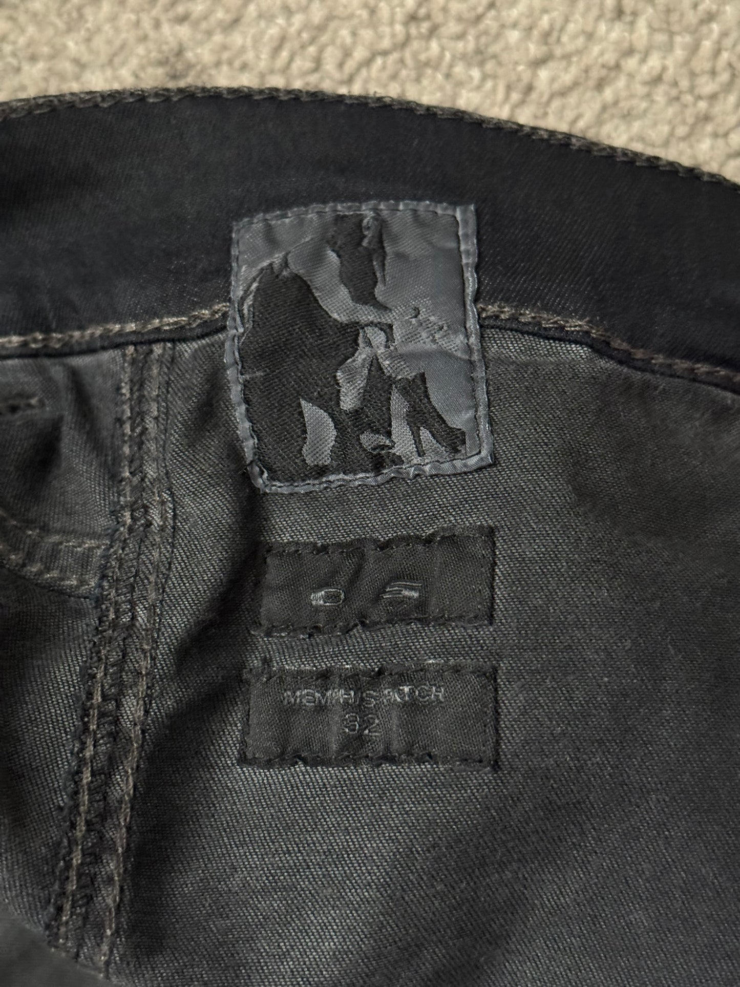 SS14 Rick Owens DRKSHDW Black Waxed Memphis Cut Biker Jeans