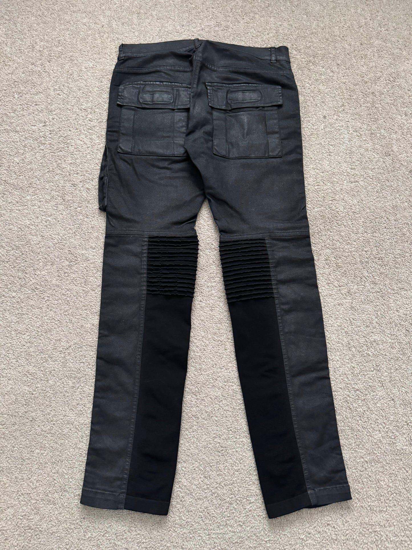 SS14 Rick Owens DRKSHDW Black Waxed Memphis Cut Biker Jeans