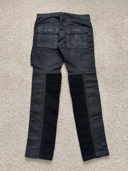 SS14 Rick Owens DRKSHDW Black Waxed Memphis Cut Biker Jeans