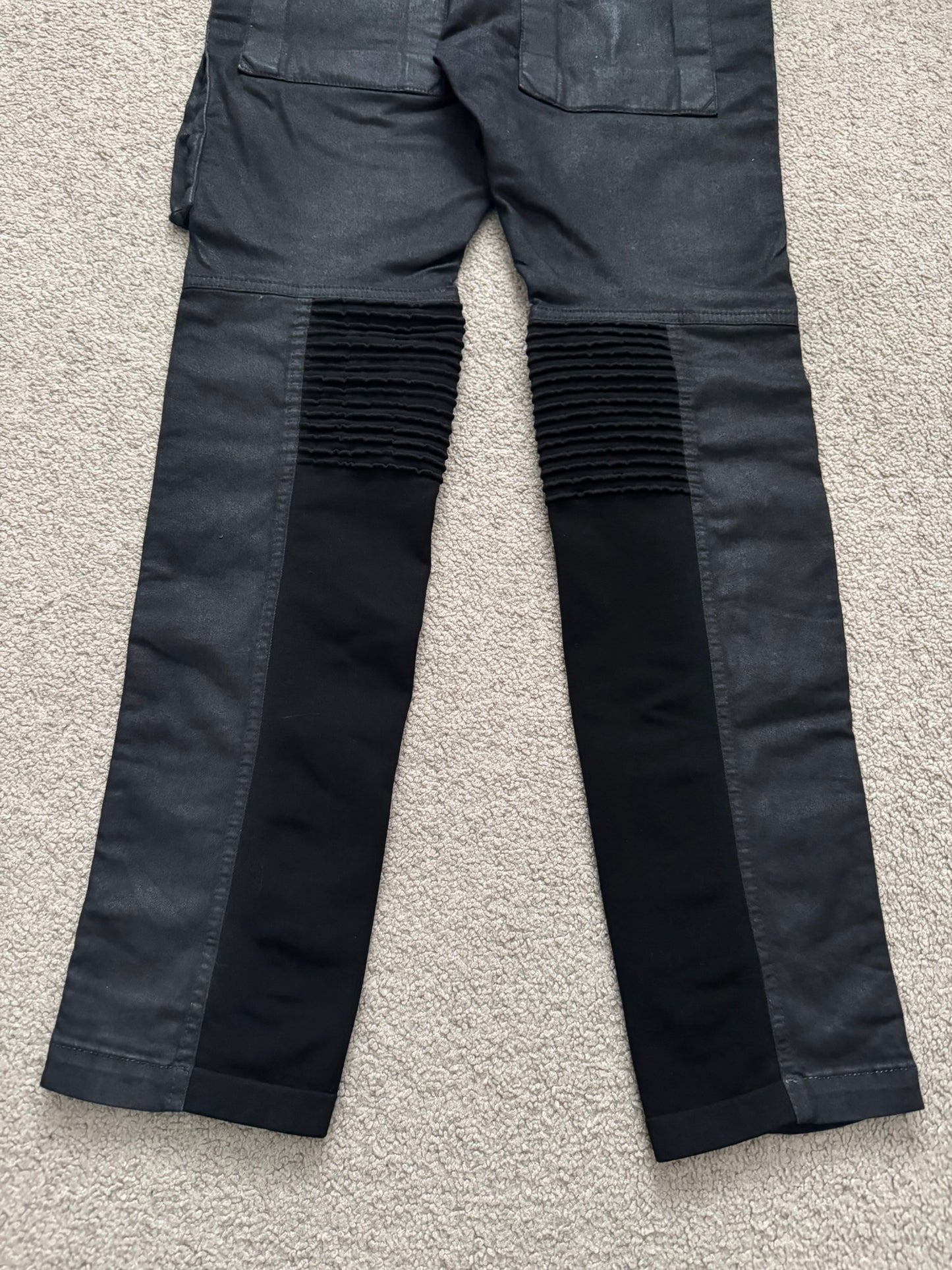 SS14 Rick Owens DRKSHDW Black Waxed Memphis Cut Biker Jeans
