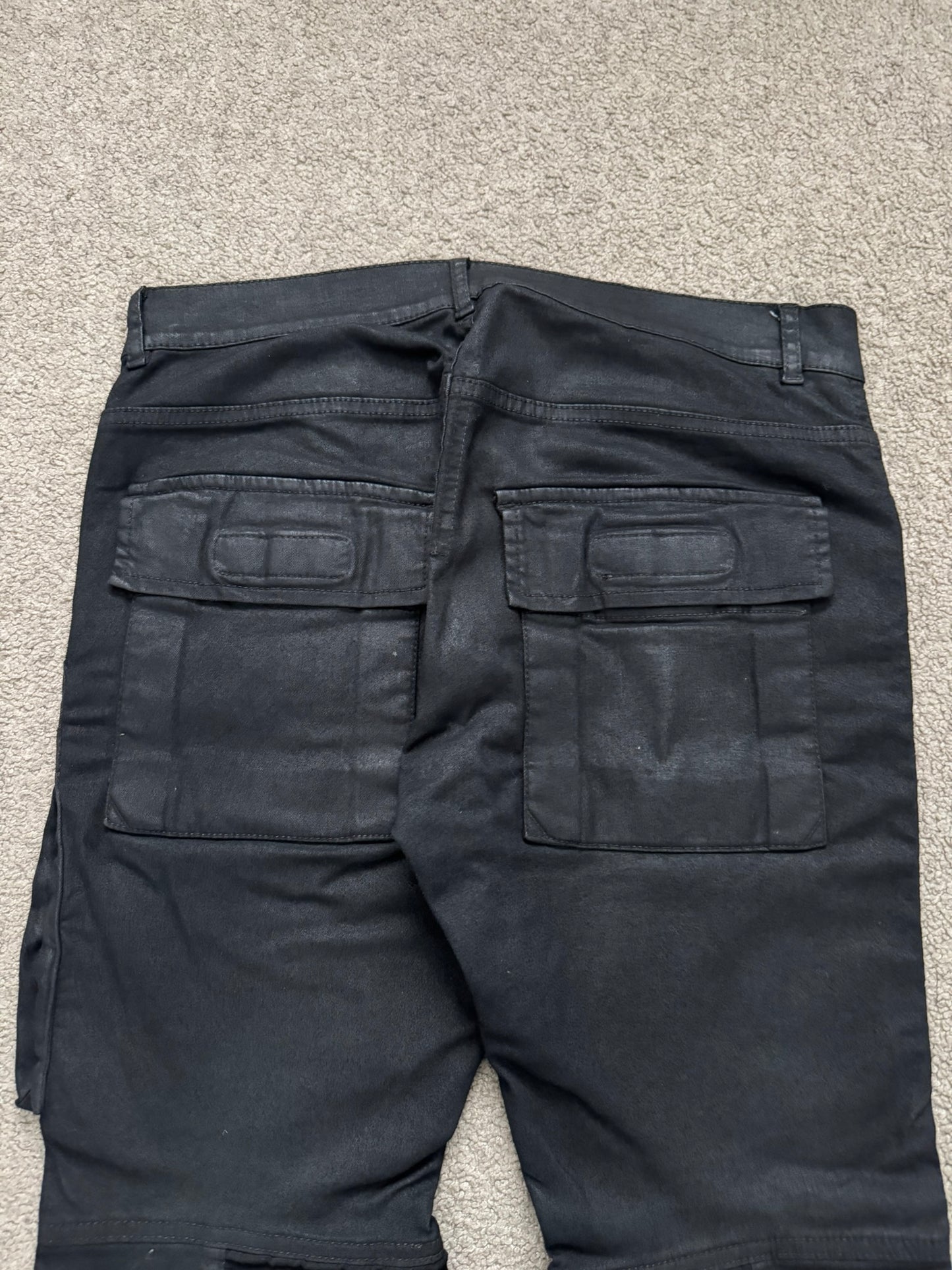 SS14 Rick Owens DRKSHDW Black Waxed Memphis Cut Biker Jeans