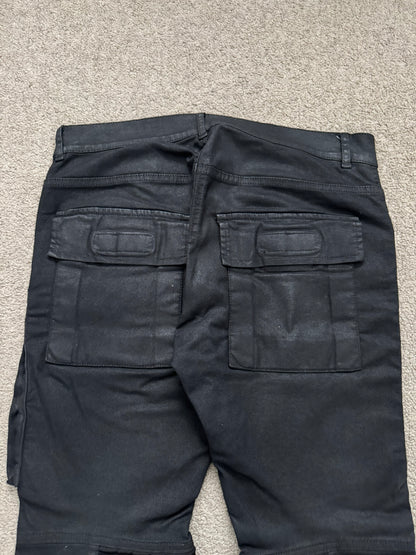 SS14 Rick Owens DRKSHDW Black Waxed Memphis Cut Biker Jeans