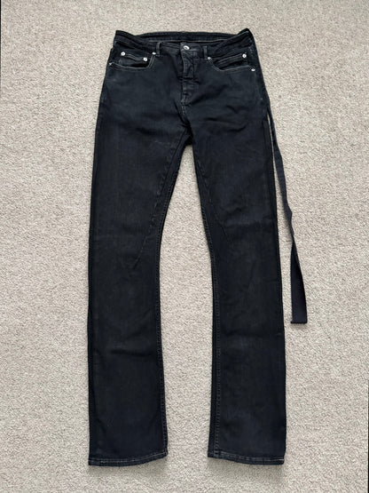 FW21 Rick Owens DRKSHDW Black Waxed Detroit Cut Denim Jeans