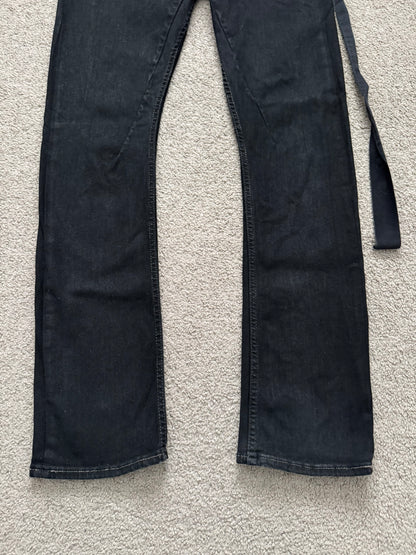 FW21 Rick Owens DRKSHDW Black Waxed Detroit Cut Denim Jeans