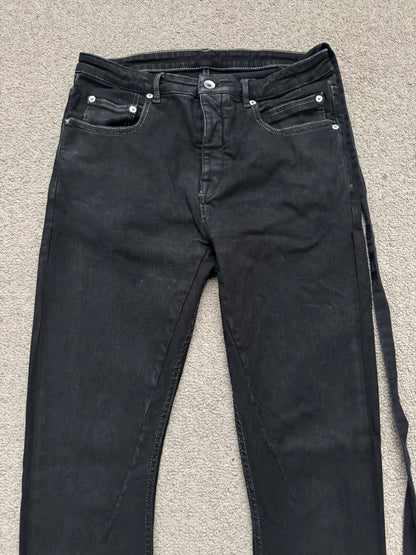 FW21 Rick Owens DRKSHDW Black Waxed Detroit Cut Denim Jeans