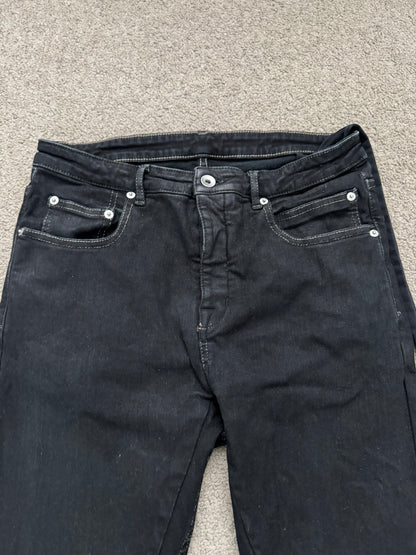 FW21 Rick Owens DRKSHDW Black Waxed Detroit Cut Denim Jeans