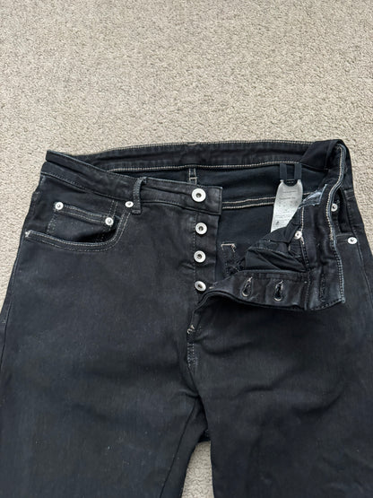 FW21 Rick Owens DRKSHDW Black Waxed Detroit Cut Denim Jeans