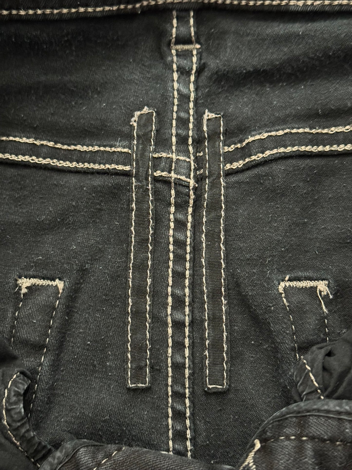 FW21 Rick Owens DRKSHDW Black Waxed Detroit Cut Denim Jeans