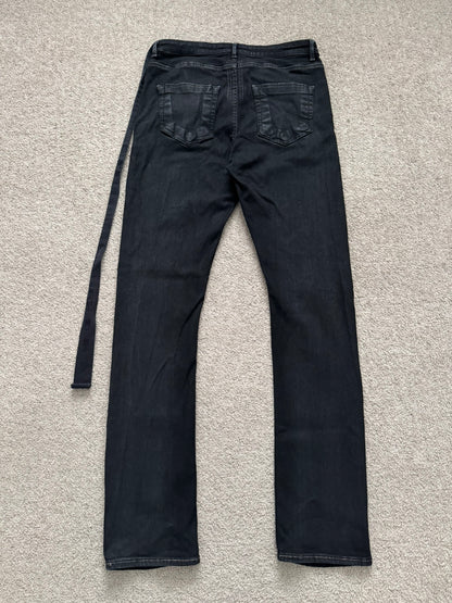 FW21 Rick Owens DRKSHDW Black Waxed Detroit Cut Denim Jeans