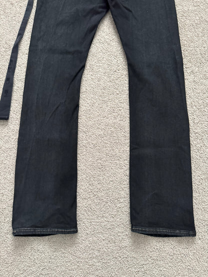 FW21 Rick Owens DRKSHDW Black Waxed Detroit Cut Denim Jeans