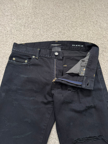 SS16 Saint Laurent by Hedi Slimane Oil Stain Distressed Crash Denim Jeans