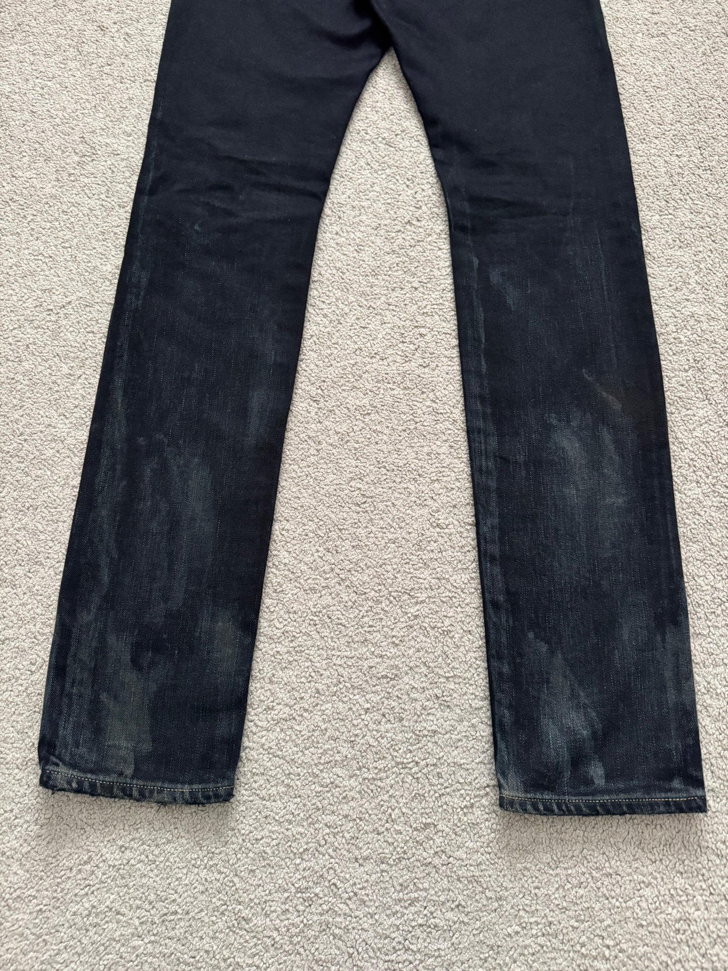 SS16 Saint Laurent by Hedi Slimane Oil Stain Distressed Crash Denim Jeans