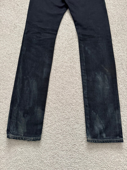 SS16 Saint Laurent by Hedi Slimane Oil Stain Distressed Crash Denim Jeans
