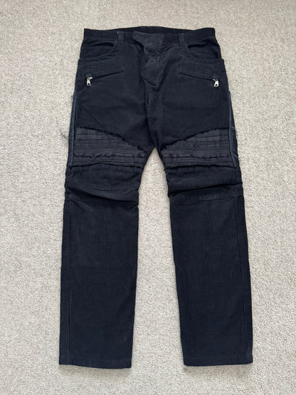 Balmain by Christophe Decarnin Ruffled Zip Biker Corduroy Pants