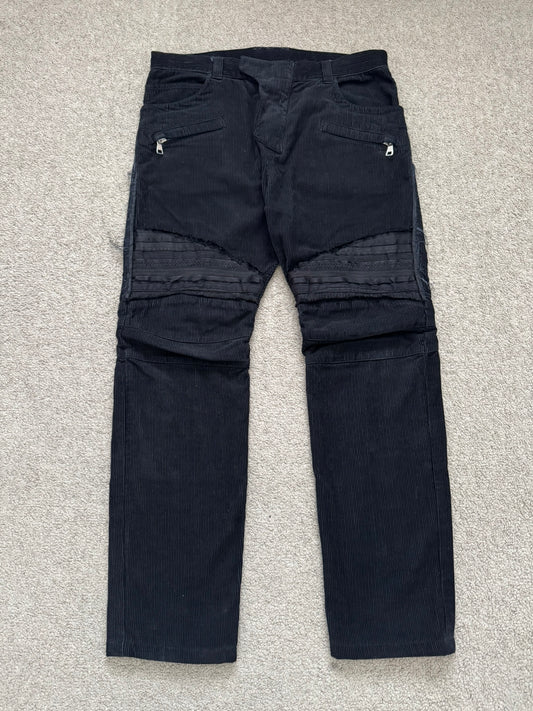 Balmain by Christophe Decarnin Ruffled Zip Biker Corduroy Pants