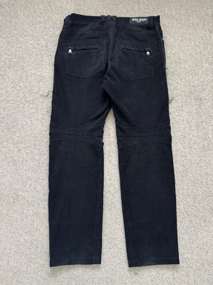 Balmain by Christophe Decarnin Ruffled Zip Biker Corduroy Pants