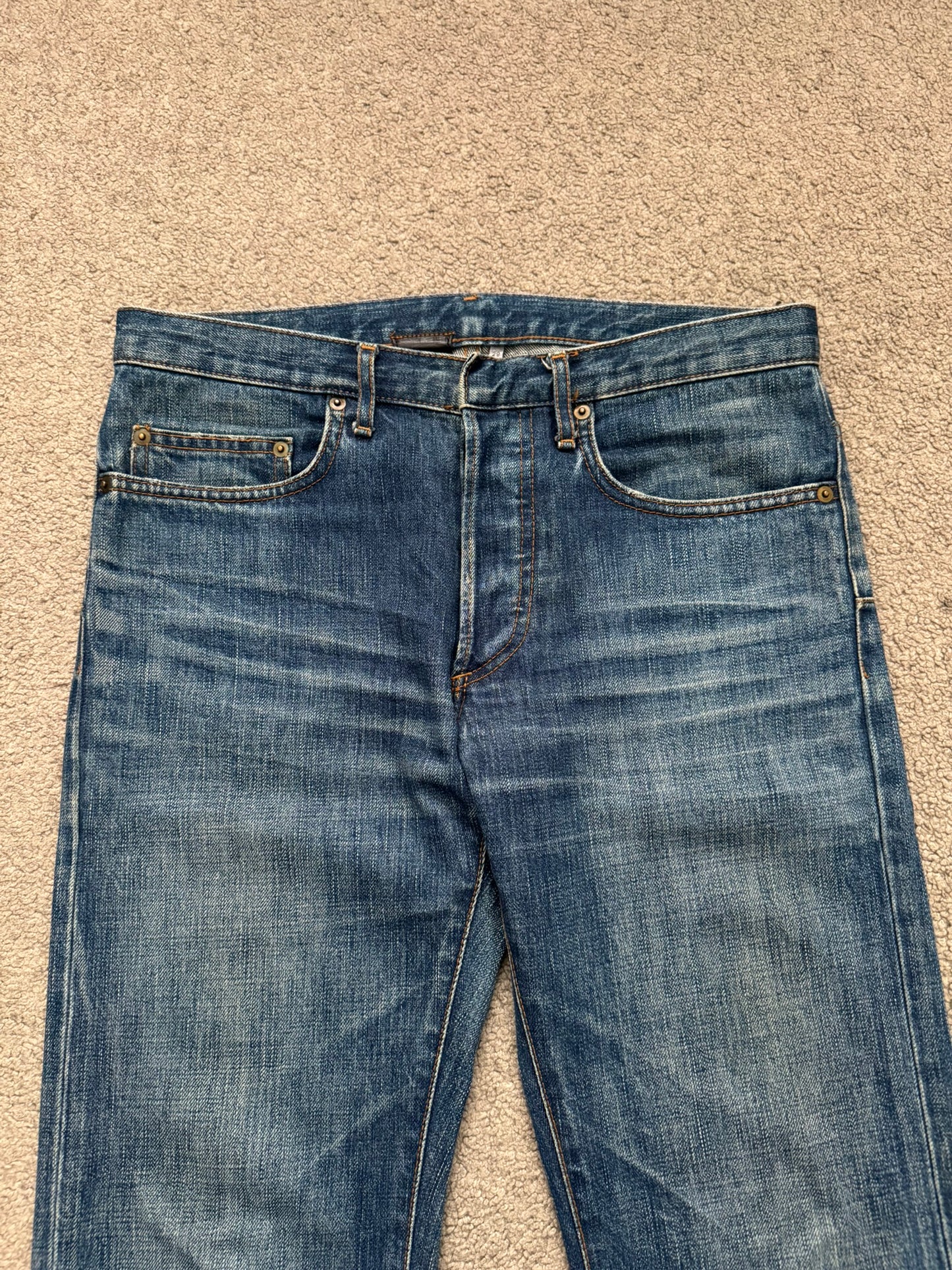 AW06 Dior Homme by Hedi Slimane MIJ Clawmark Washed Denim Jeans