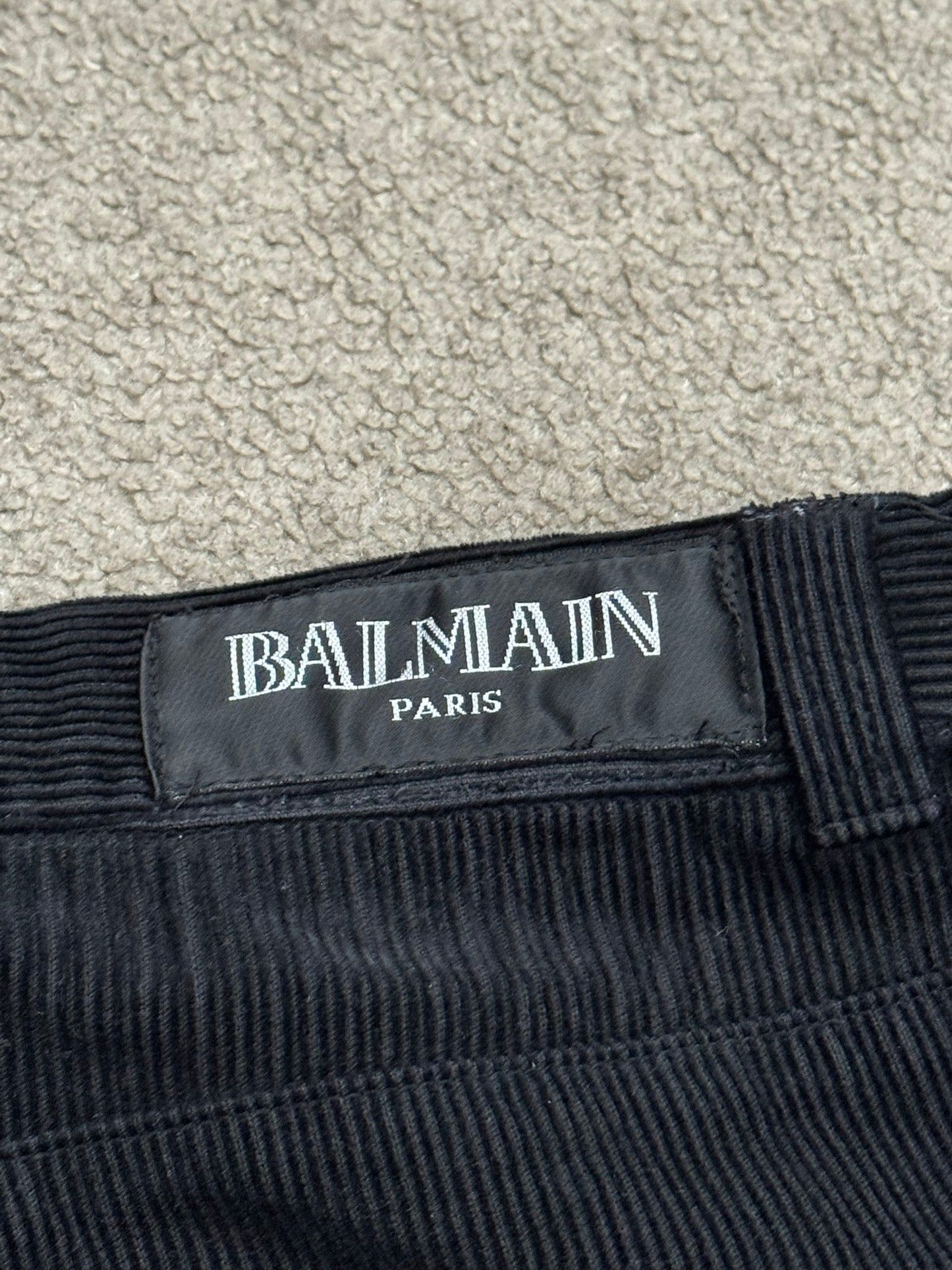 Balmain by Christophe Decarnin Ruffled Zip Biker Corduroy Pants