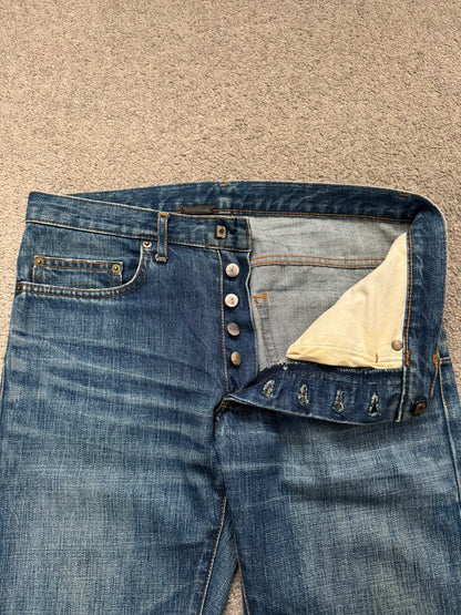 AW06 Dior Homme by Hedi Slimane MIJ Clawmark Washed Denim Jeans