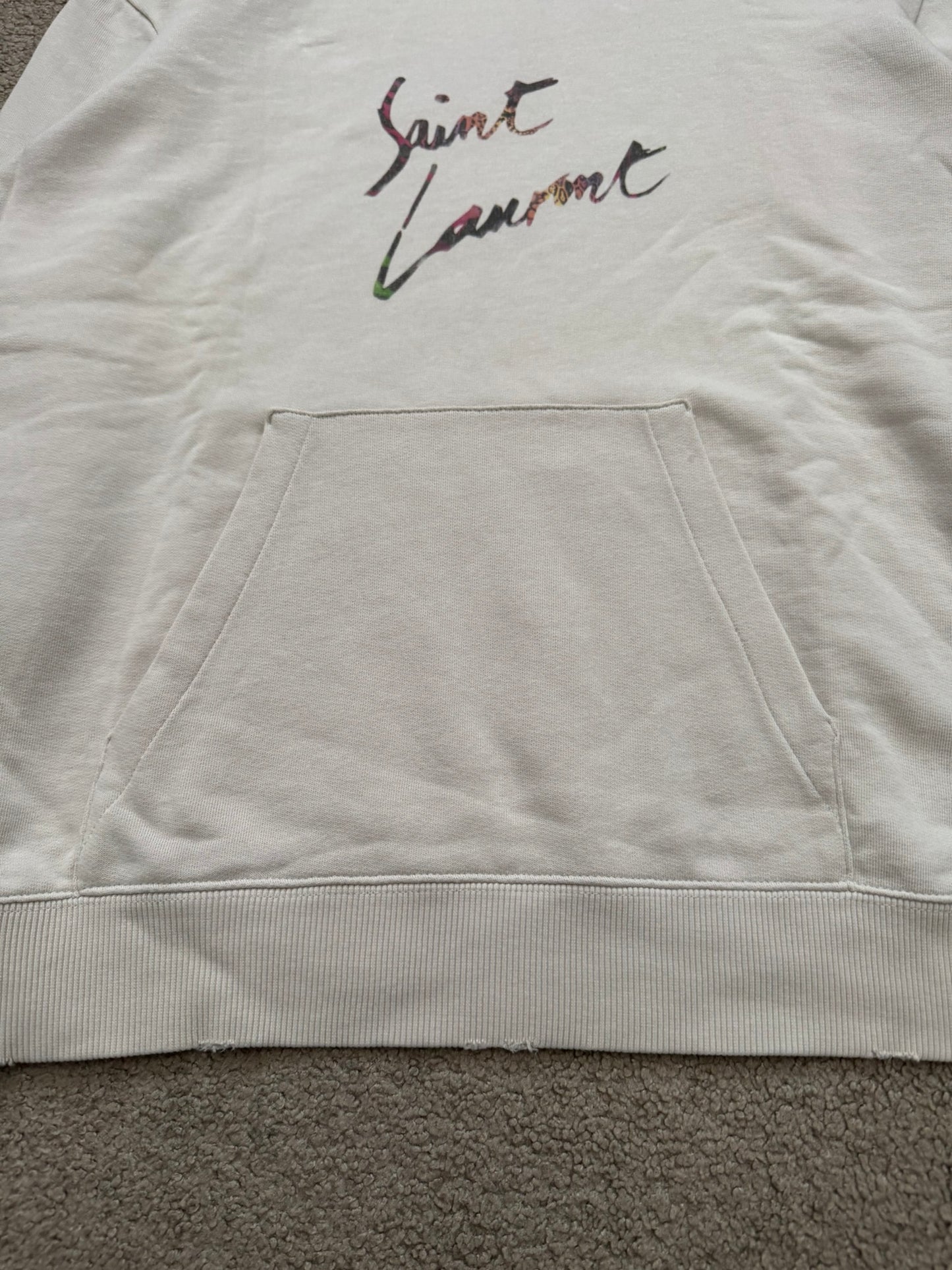 SS19 Saint Laurent Paris Animal Print Script Logo Hoodie