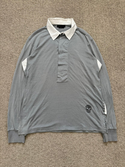 SS10 Alexander McQueen Silk Skull Polo Long Sleeve Shirt