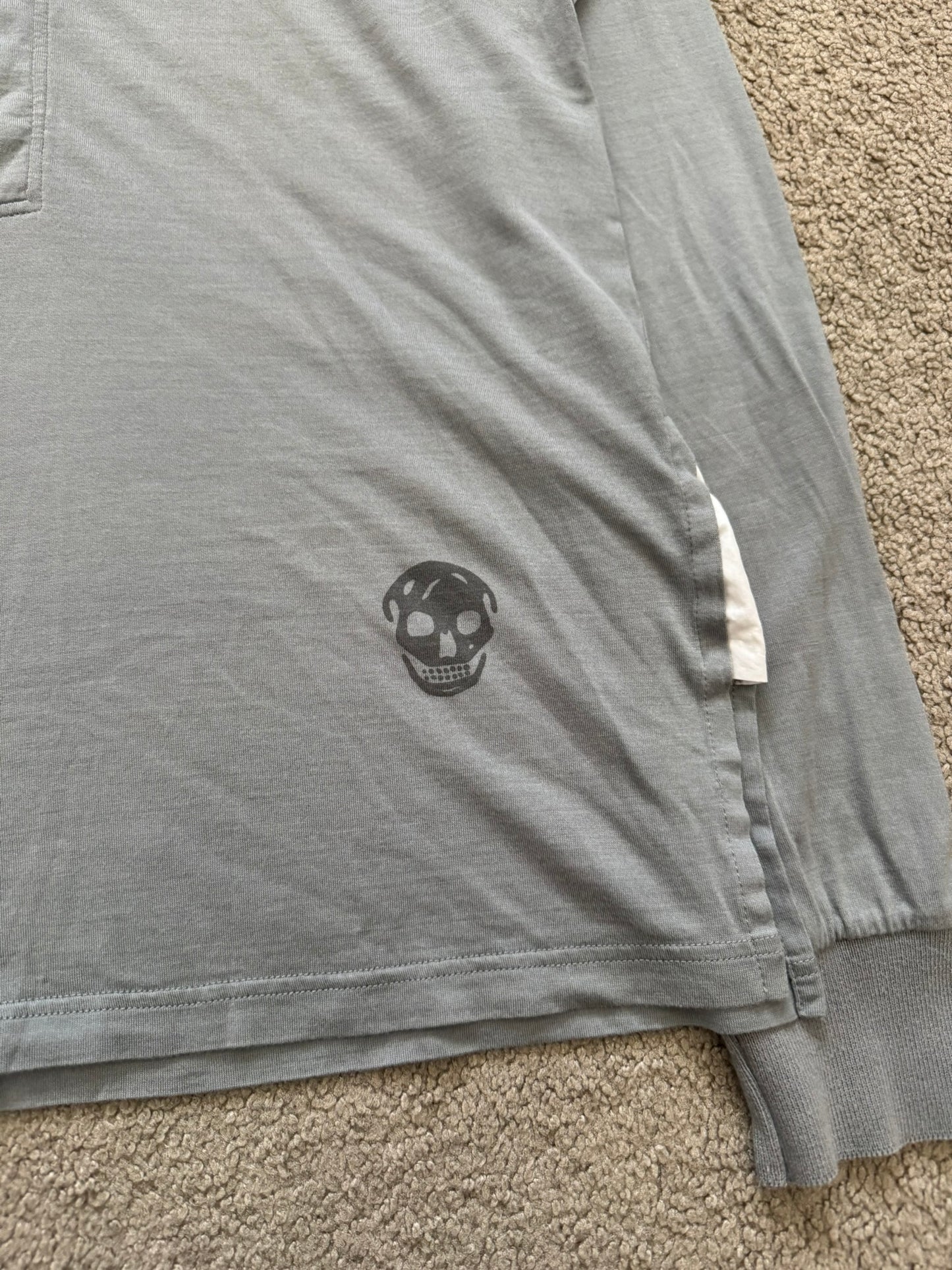SS10 Alexander McQueen Silk Skull Polo Long Sleeve Shirt