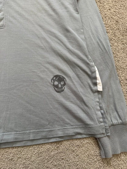 SS10 Alexander McQueen Silk Skull Polo Long Sleeve Shirt