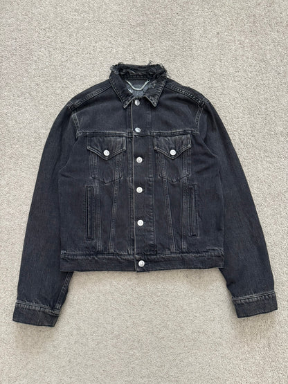 FW17 Balenciaga by Demna Distressed Collar Cropped Denim Jacket