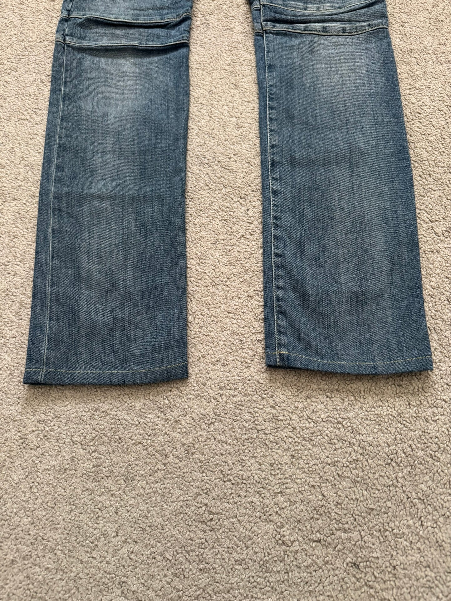 Balmain by Christophe Decarnin Washed Blue Zip Biker Denim Jeans