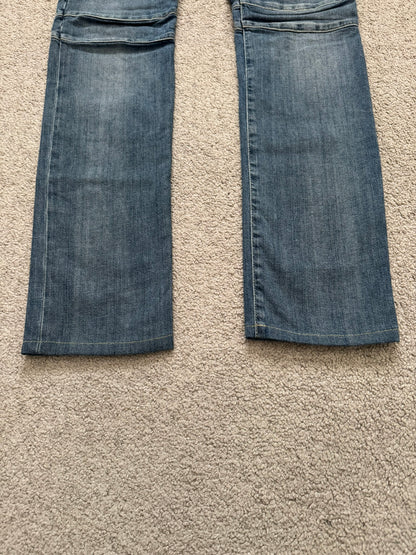Balmain by Christophe Decarnin Washed Blue Zip Biker Denim Jeans