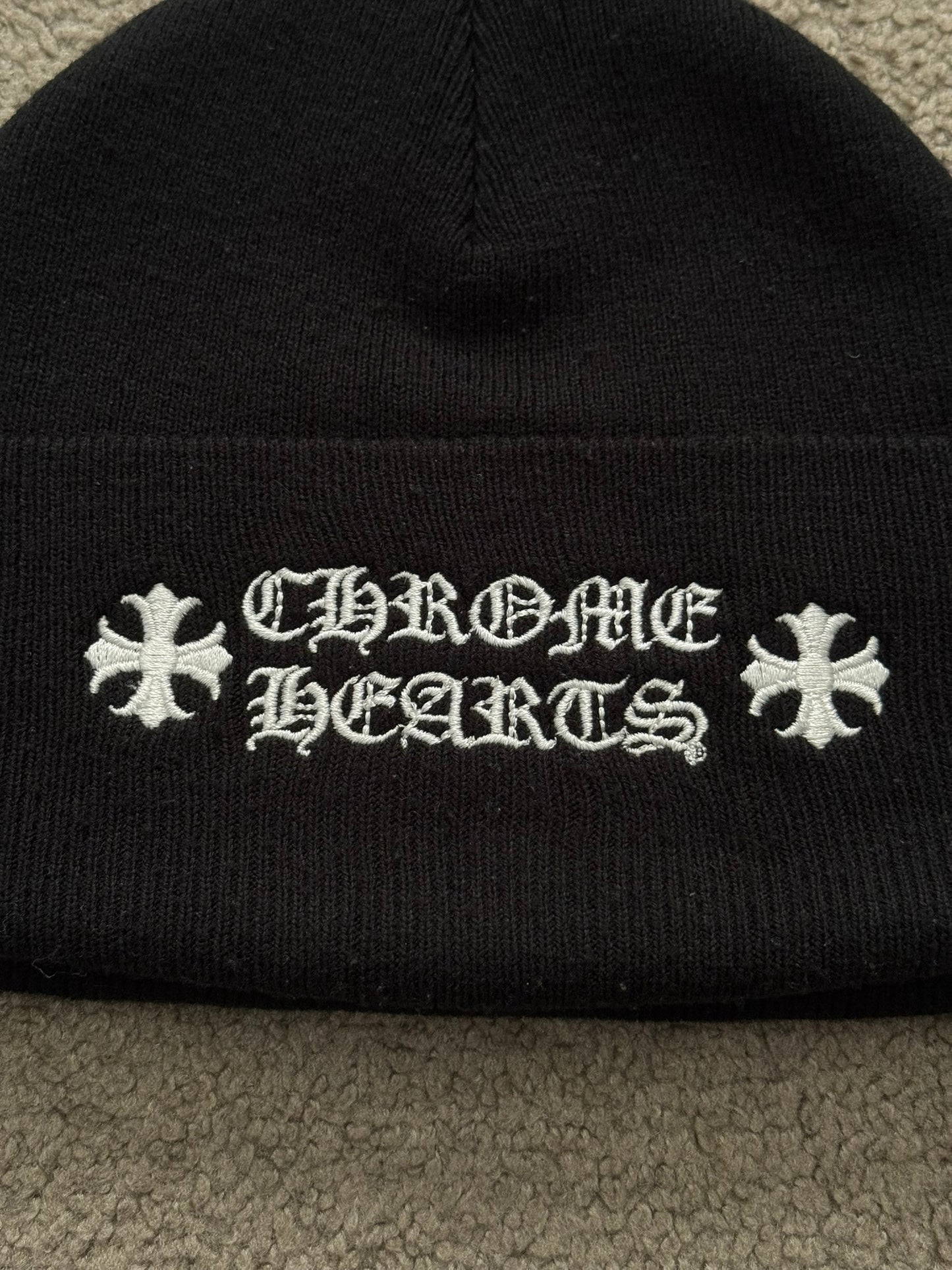 Chrome Hearts Black Embroidered Logo Beanie