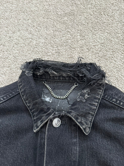 FW17 Balenciaga by Demna Distressed Collar Cropped Denim Jacket