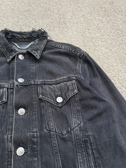 FW17 Balenciaga by Demna Distressed Collar Cropped Denim Jacket