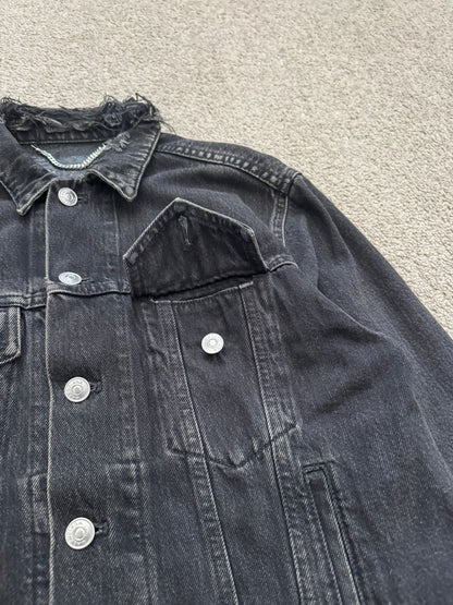 FW17 Balenciaga by Demna Distressed Collar Cropped Denim Jacket