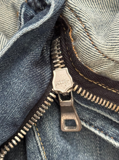 Balmain by Christophe Decarnin Washed Blue Zip Biker Denim Jeans