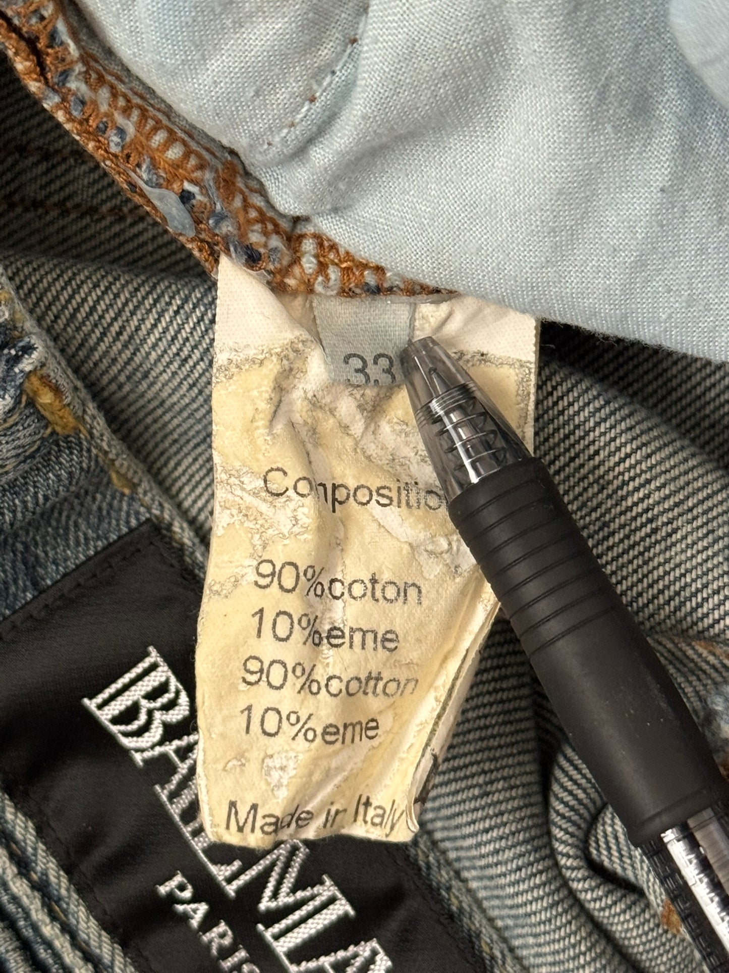 Balmain by Christophe Decarnin Washed Blue Zip Biker Denim Jeans