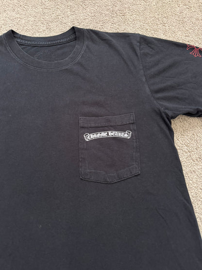 Chrome Hearts Scroll Logo "USA" Maltese Cross Pocket T Shirt