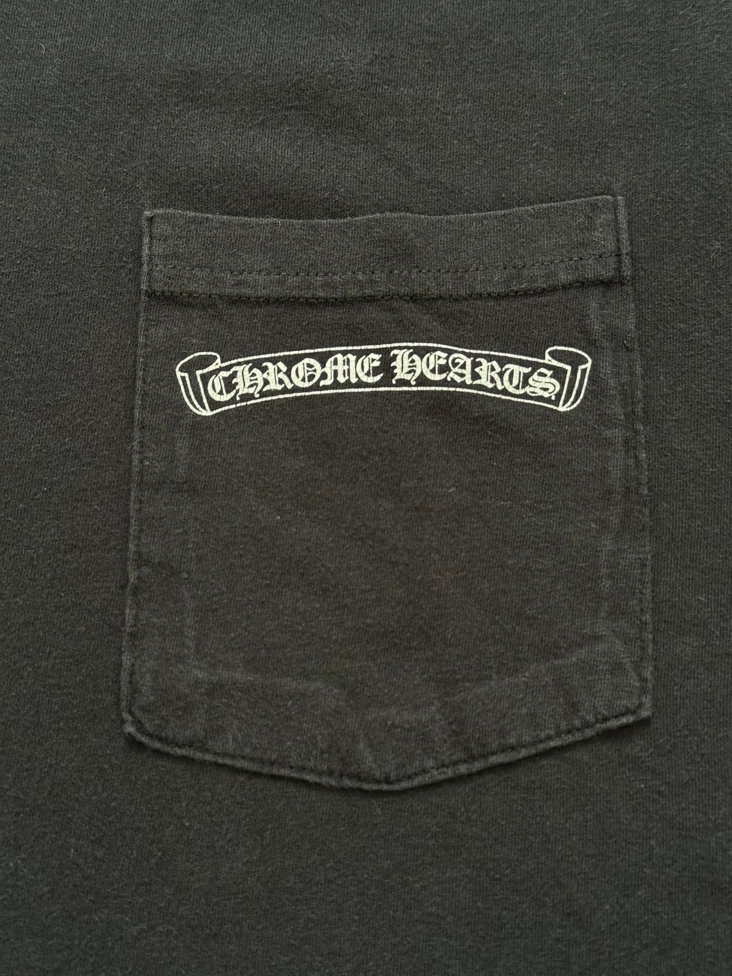Chrome Hearts Scroll Logo "USA" Maltese Cross Pocket T Shirt